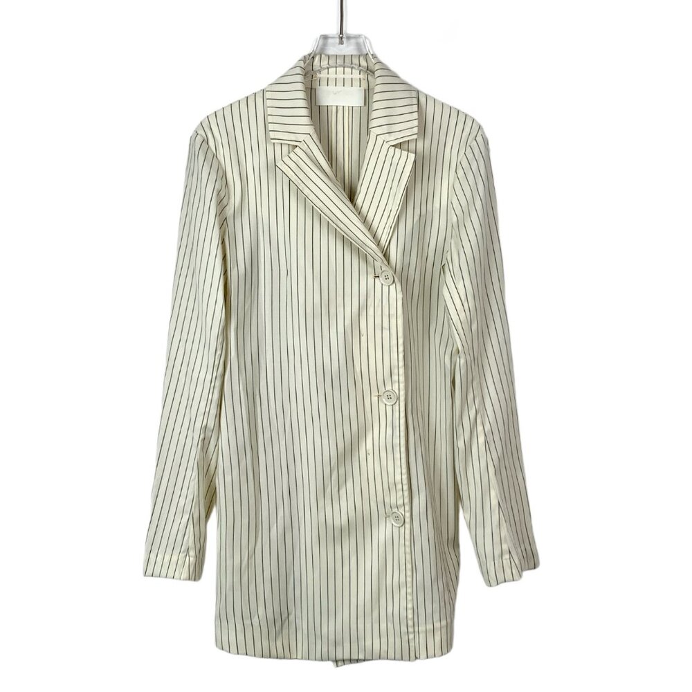 Q9740 Sportmax Beige Striped Cotton Long Sleeve Button Shirt Jacket 44 Size L Co